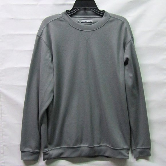 Pebble Beach Performance Mens Gray Golf Shirt Long Sleeve Crew Neck Size Medium - Picture 1 of 3